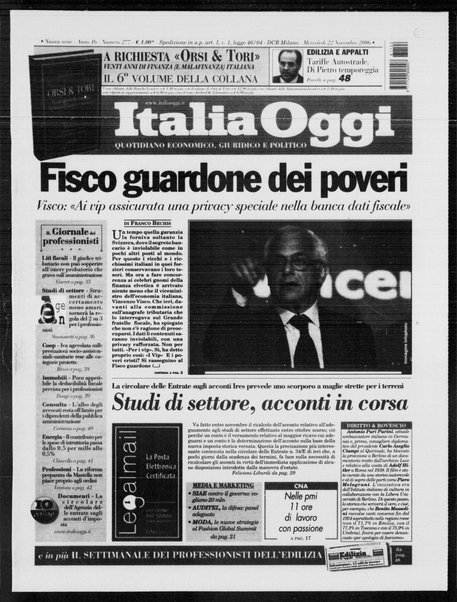 Italia oggi : quotidiano di economia finanza e politica